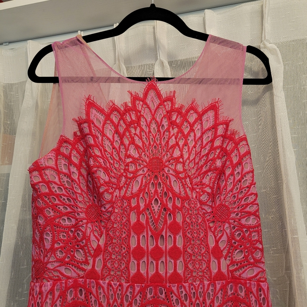 BCBG Maxazria Elinor Sleeveless Lace Gown Pink Rasberry Size 6 NWOT - Picture 7 of 16